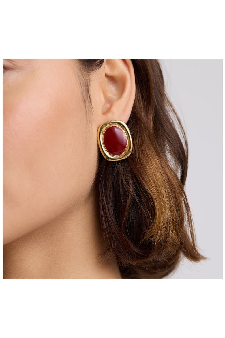 Bold Oval Statement Earrings, Alternate, color, GOLD/ RED