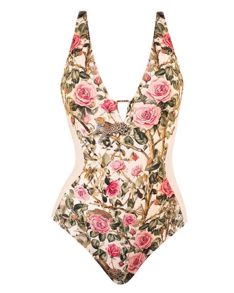 Mega Sculpting Plunge Neck Triangle Detail One-Piece Swimsuit