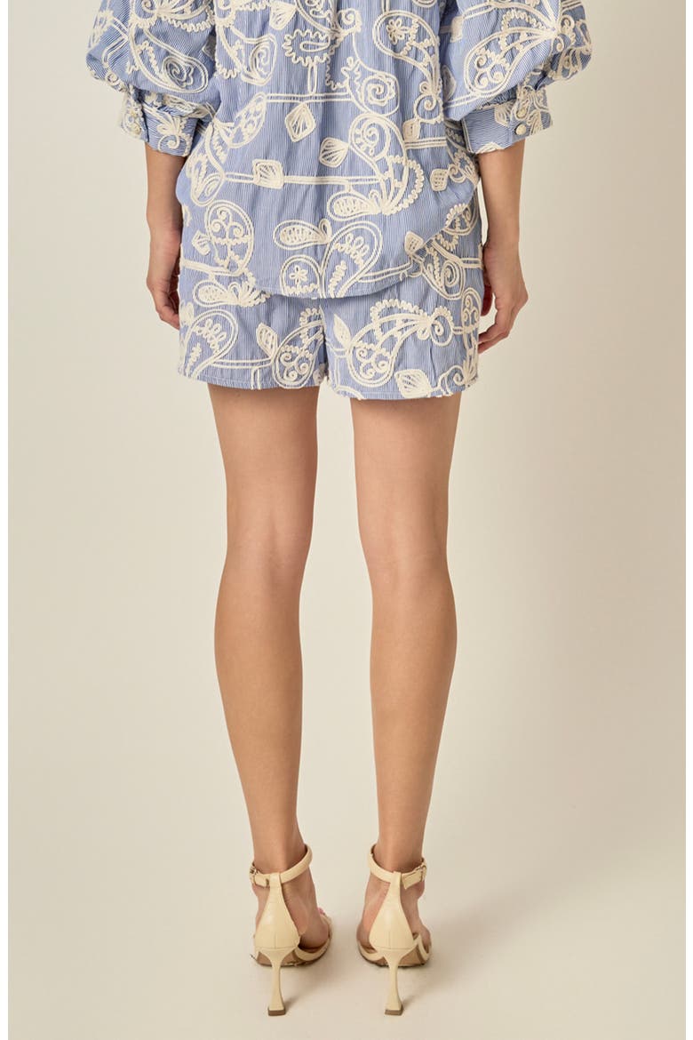 Embroidered Striped Shorts, Alternate, color, BLUE CREAM