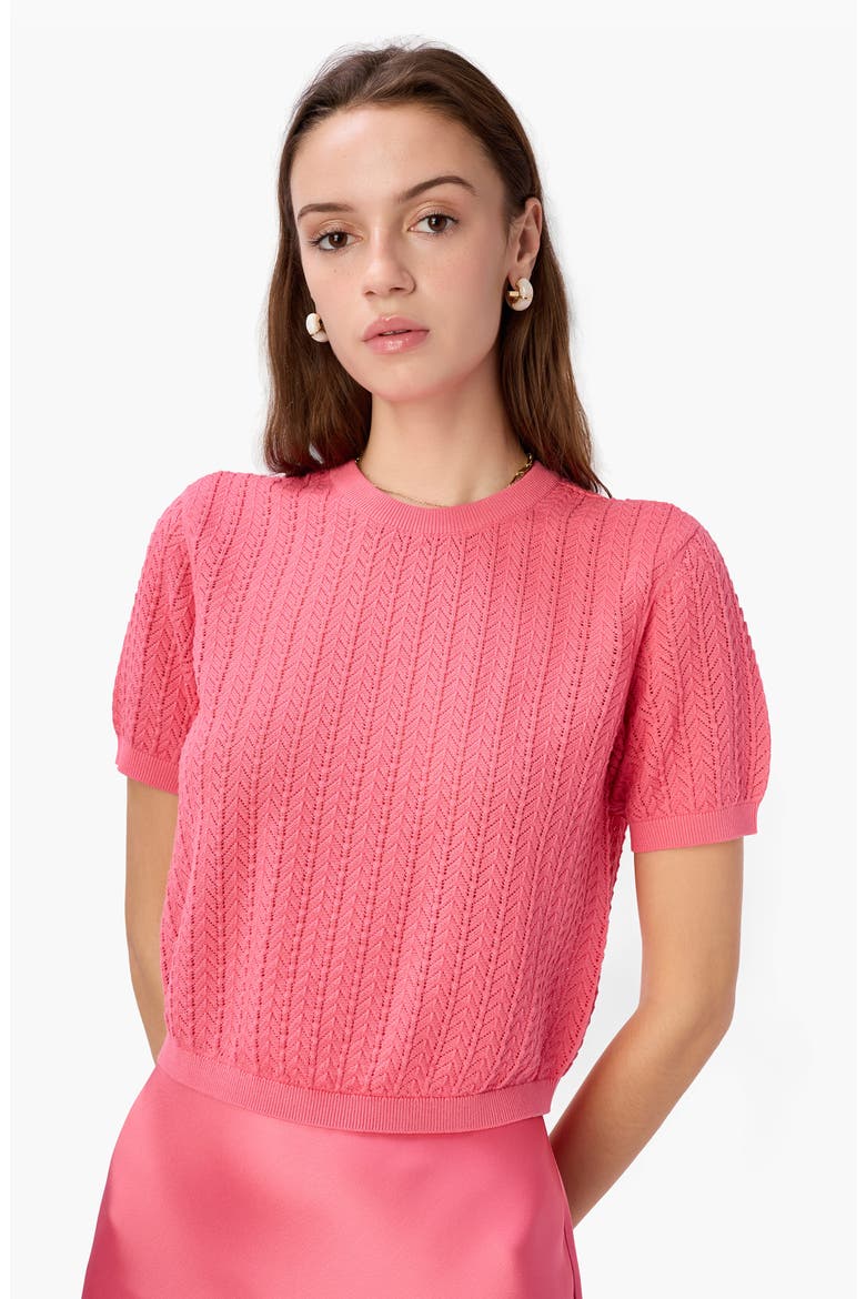 Ellory Crop Cotton Pointelle Top, Alternate, color, HIBISCUS