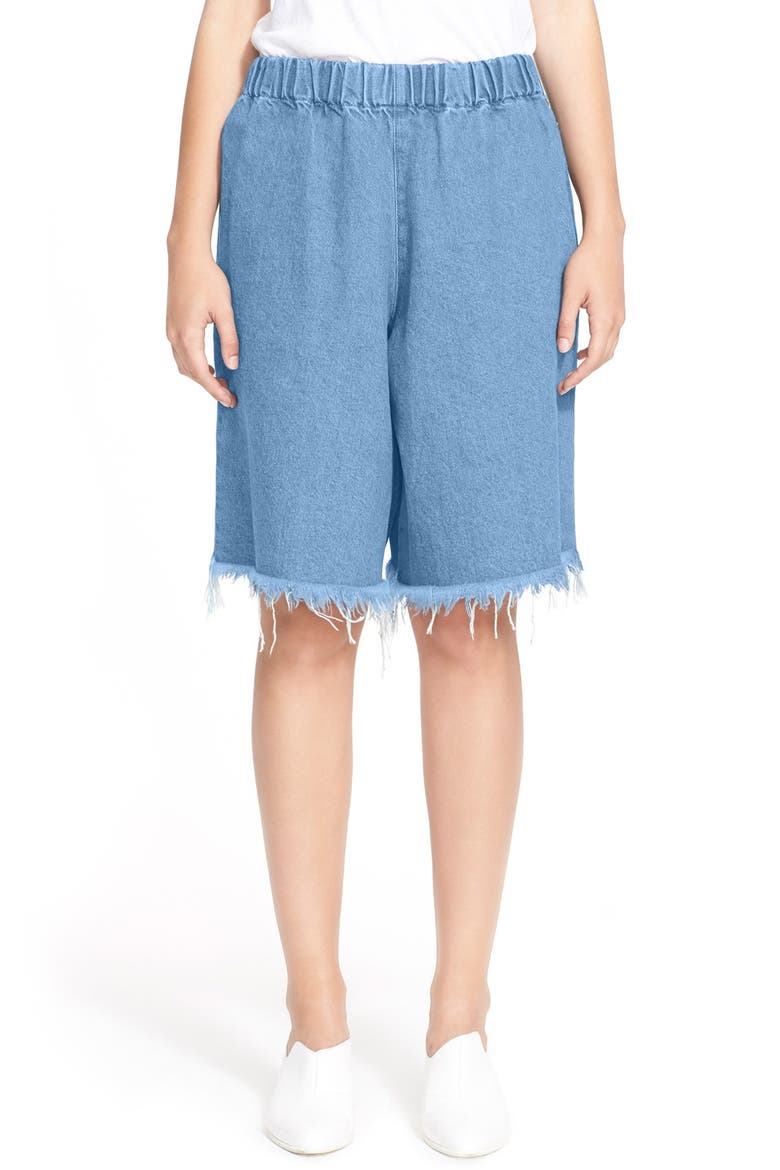 Marques'Almeida Denim Shorts, Main, color, MID BLUE
