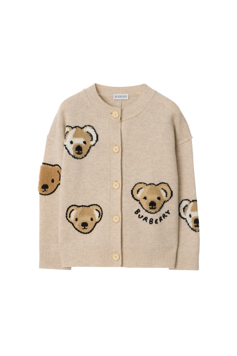 Girls' Thomas Bear Wool Cardigan, Main, color, Barley beige