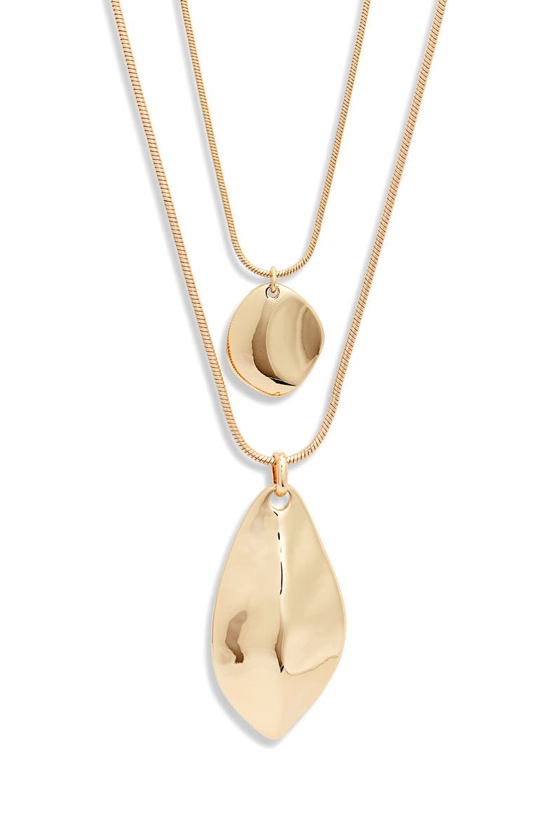 Layered Organic Teardrop Necklace, Alternate, color, GOLD