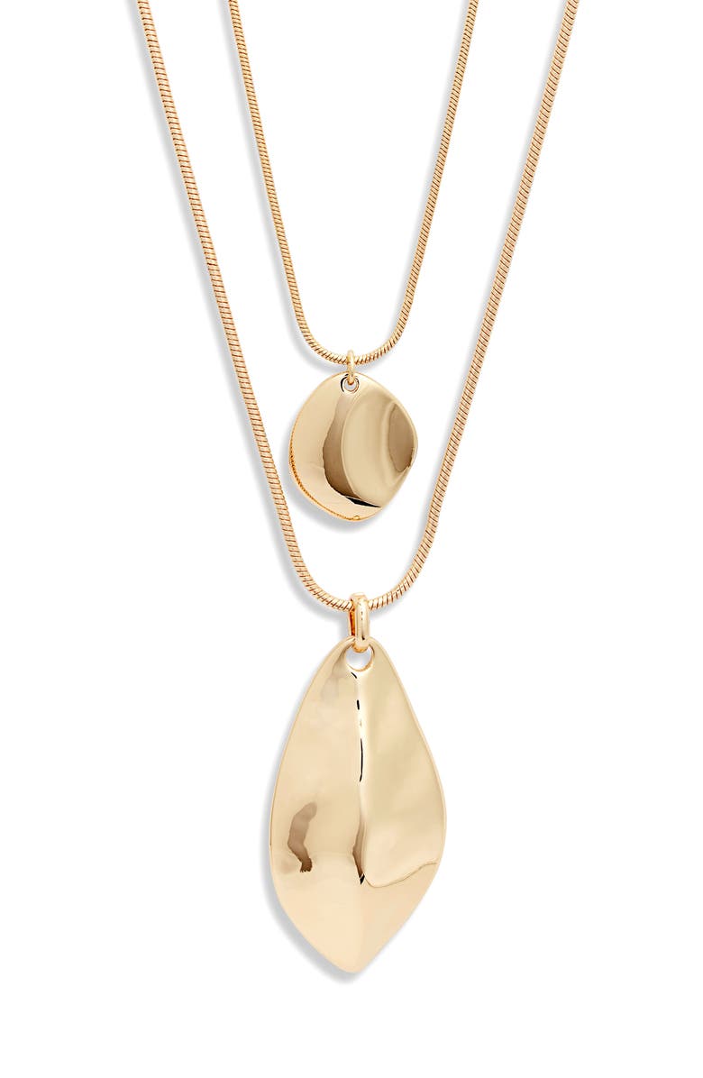 Nordstrom Layered Organic Teardrop Necklace, Alternate, color, Gold