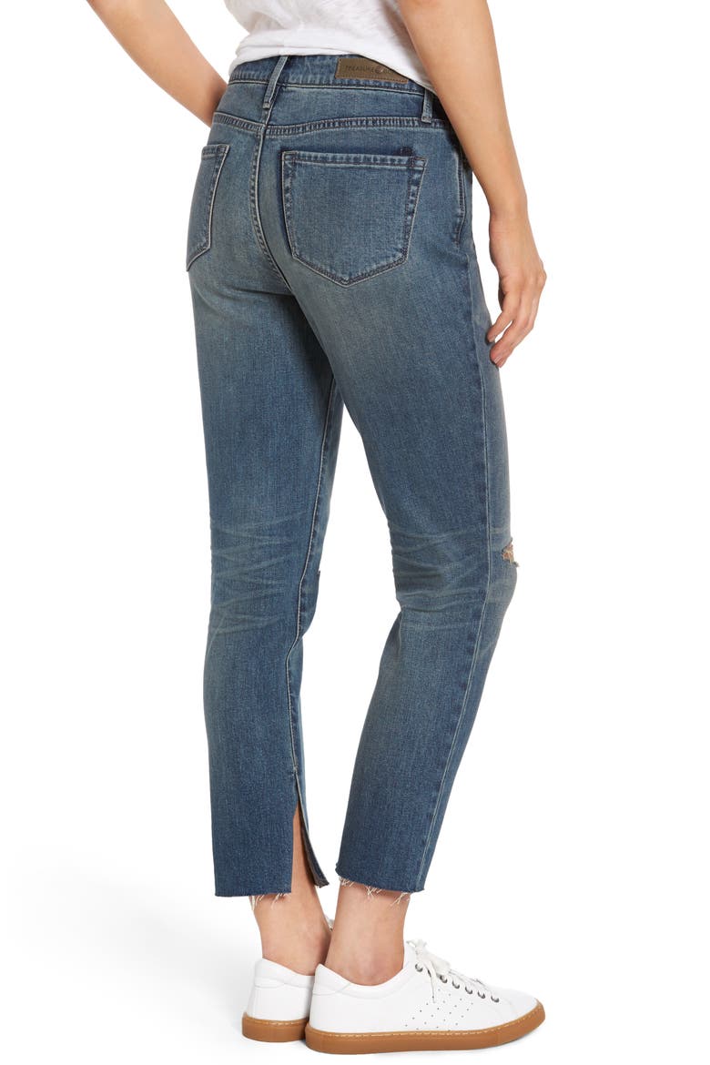 High Waist Skinny Crop Jeans, Alternate, color, GRAVEL MEDIUM DESTROY