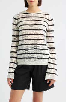 Bobeau Stripe Open Stitch Sweater