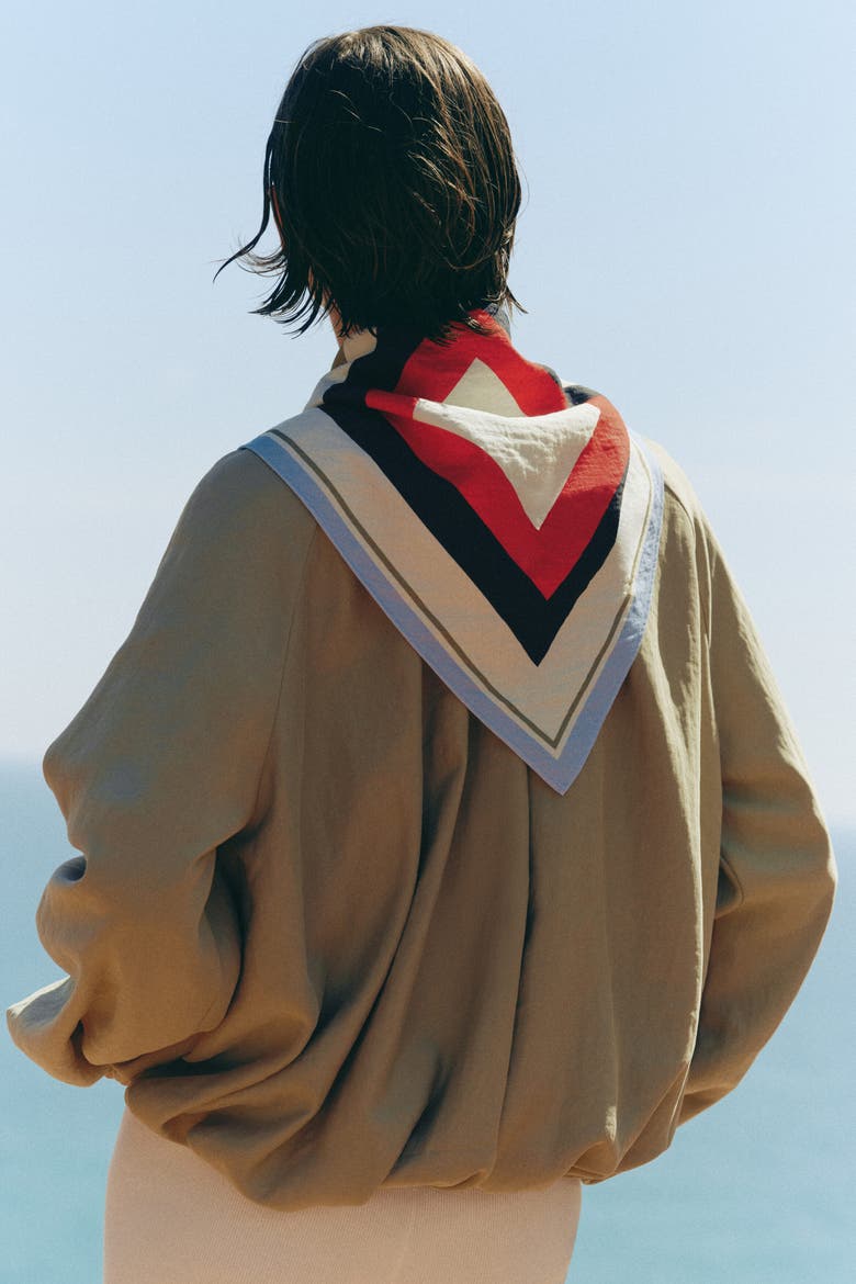 Bubble-hem Jacket With Scarf, Alternate, color, Beige