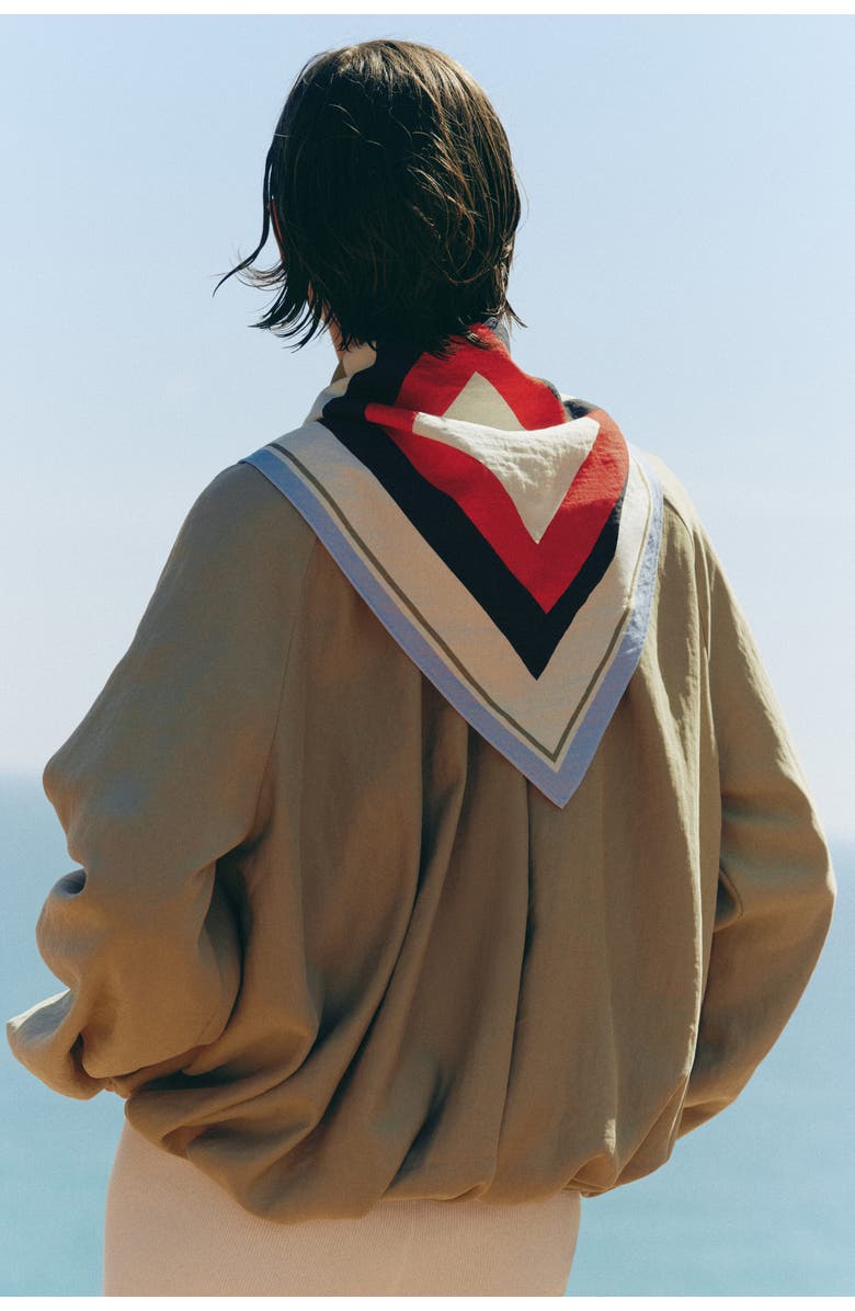 H&M Bubble-hem Jacket With Scarf, Alternate, color, Beige