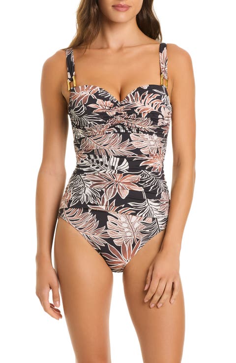 Ruched Bandeau Underwire One-Piece Swimsuit
