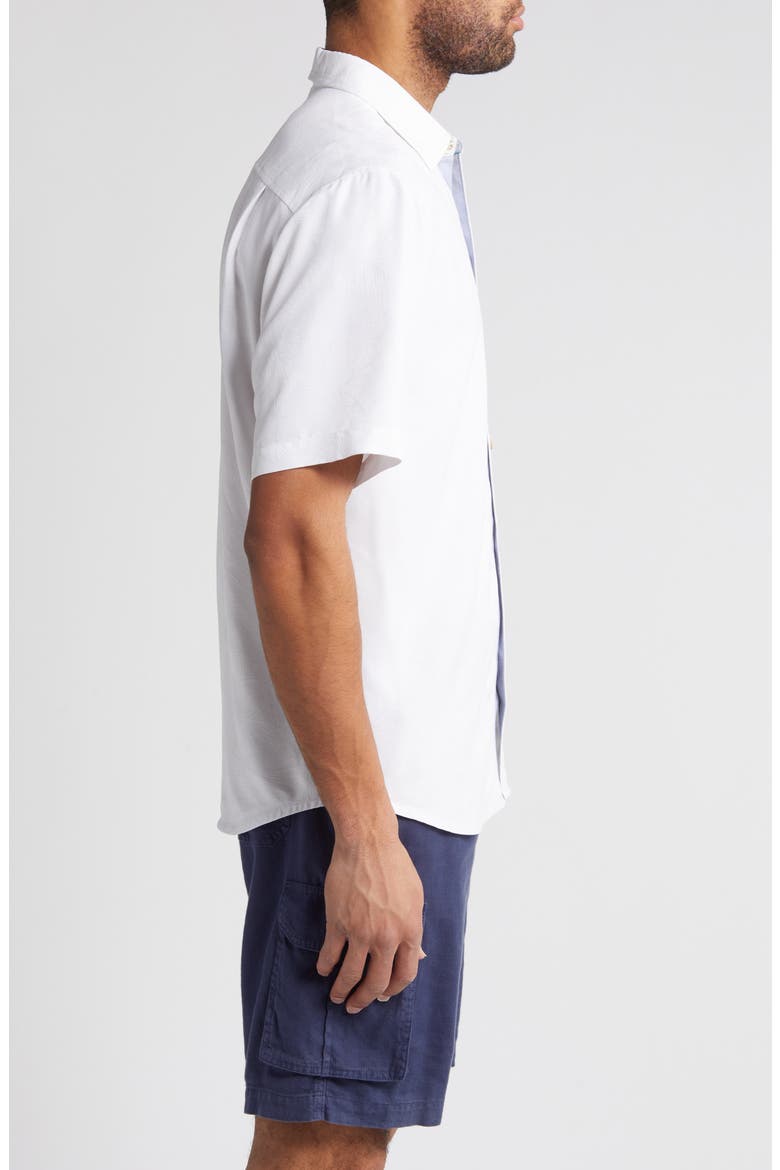 Coconut Point Keep it Frondly IslandZone® Short Sleeve Performance Button-Up Shirt, Alternate, color, WHITE