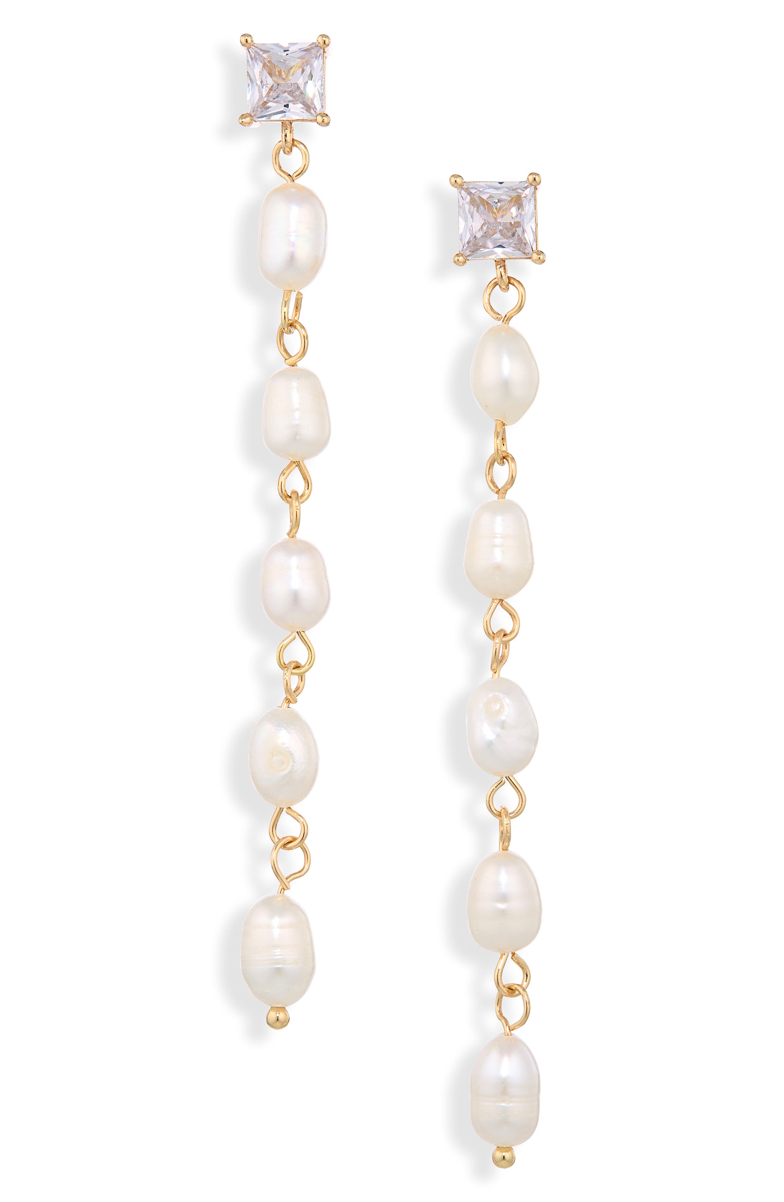 Cara Freshwater Pearl & Cubic Zirconia Linear Drop Earrings