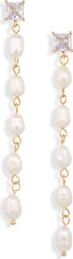 Cara Freshwater Pearl & Cubic Zirconia Linear Drop Earrings
