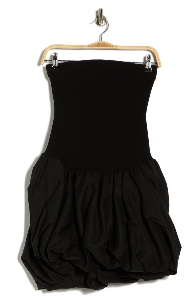 Simkhai Pollie Strapless Bubble Hem Linen Blend Minidress, Main, color, Black