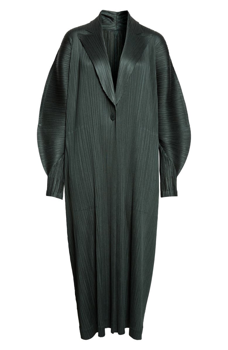 Pleats Please Issey Miyake Monthly Colors December Pleated Coat, Alternate, color, Forest Green