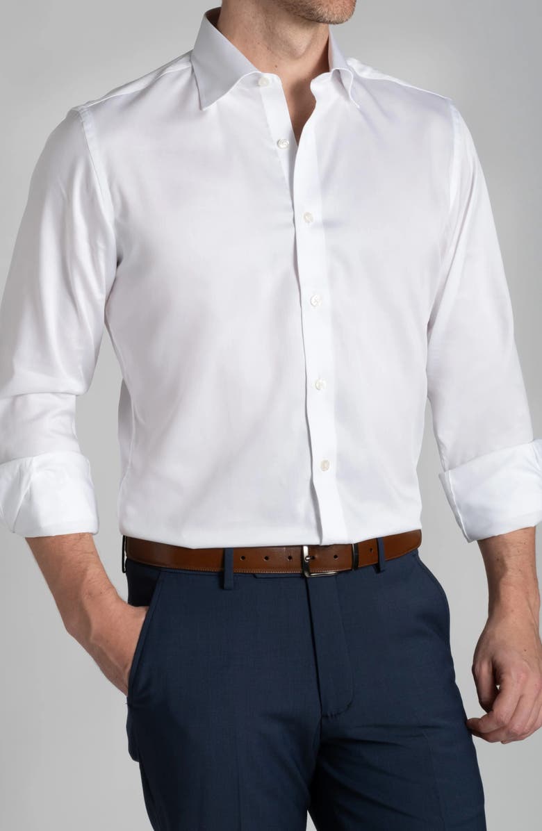 Stantt Contemporary Fit Wrinkle Resistant Cotton Twill Dress Shirt, Alternate, color, White