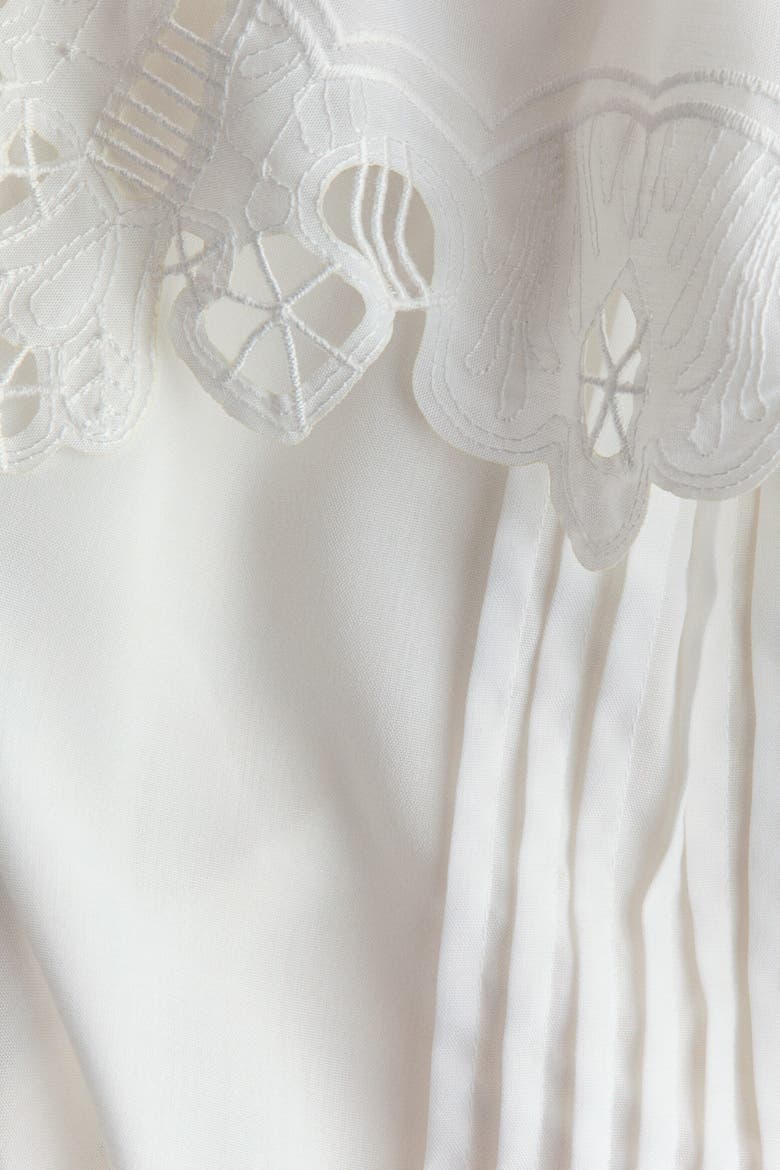 Flounced Eyelet-embroidered Blouse, Alternate, color, White