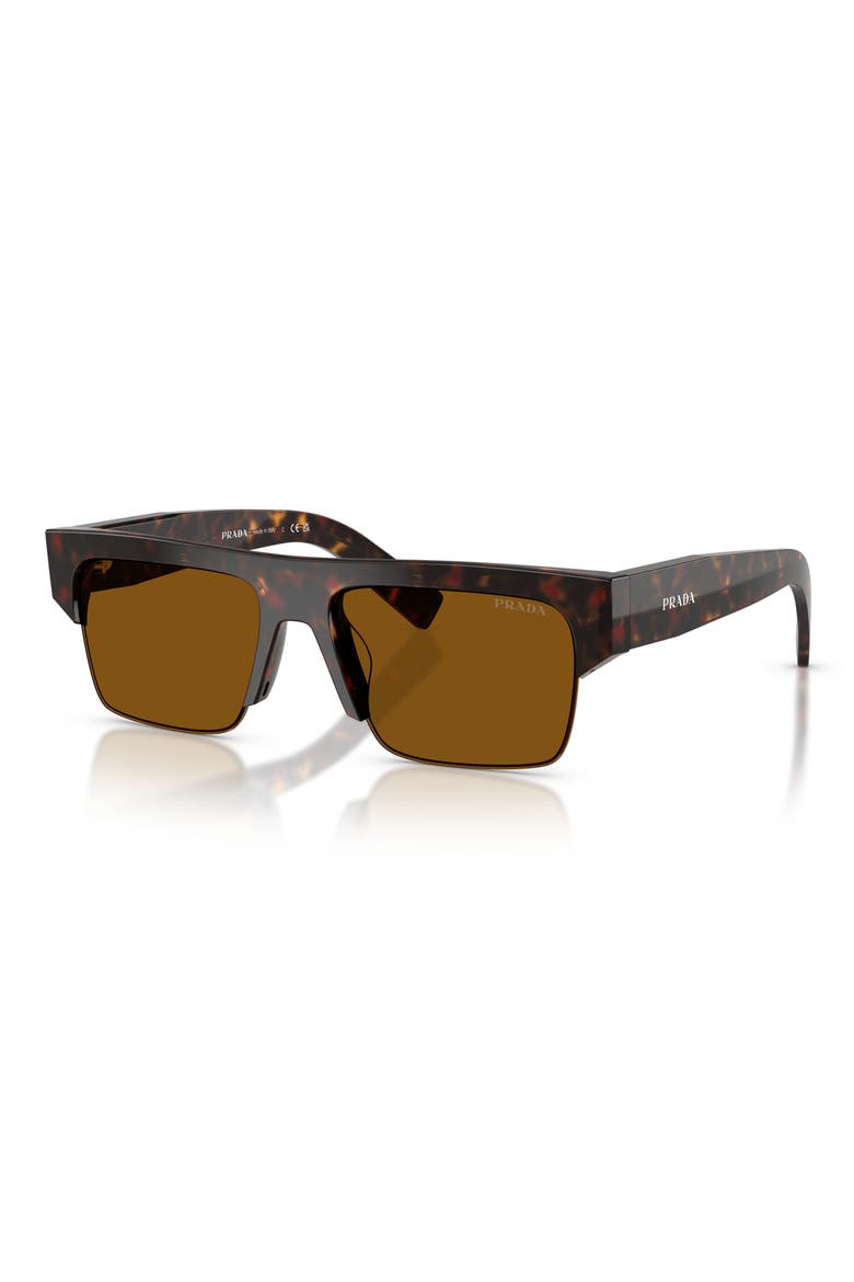 55mm Rectangular Sunglasses, Alternate, color, ROOT TORTOISE / DARK BRONZE
