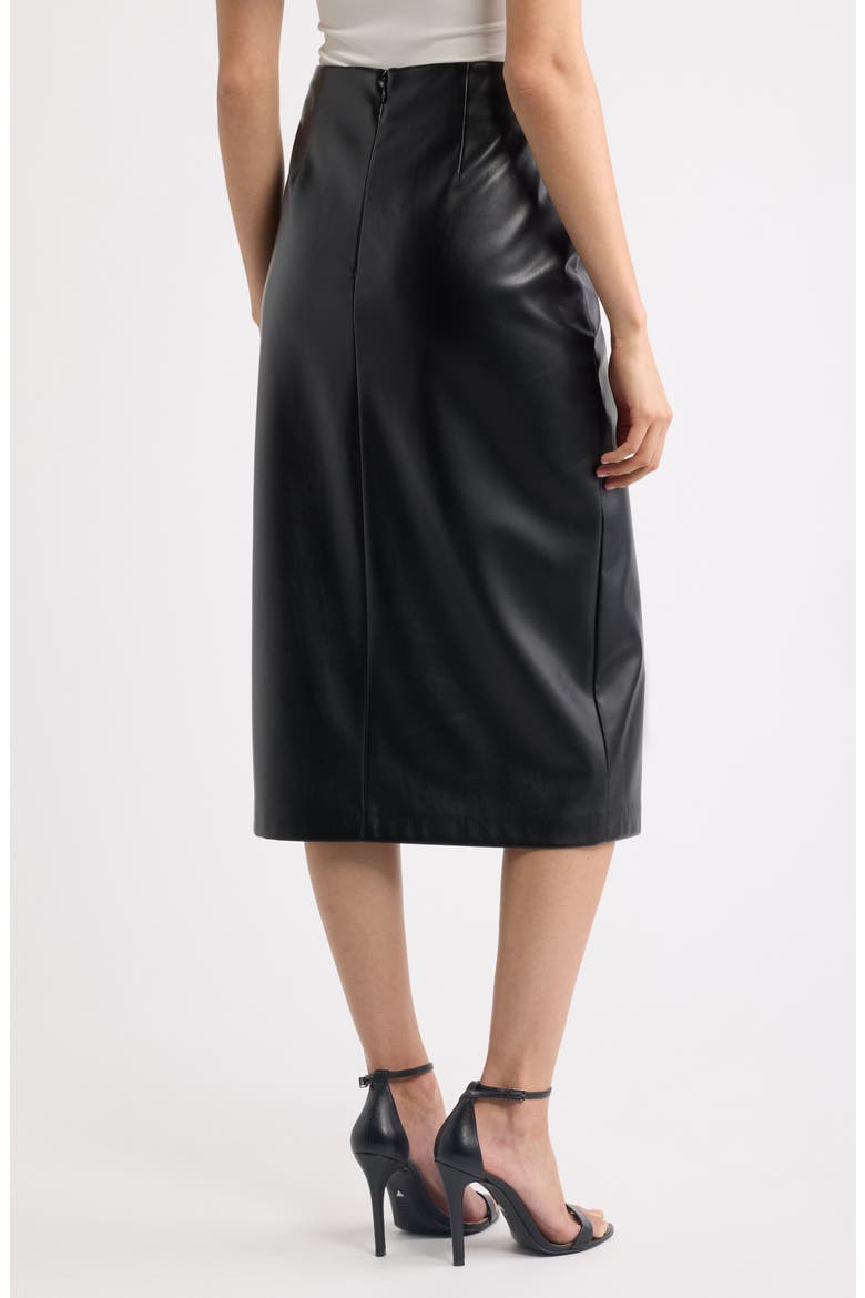 Amelia Faux Leather Faux Wrap Skirt, Alternate, color, NOIR