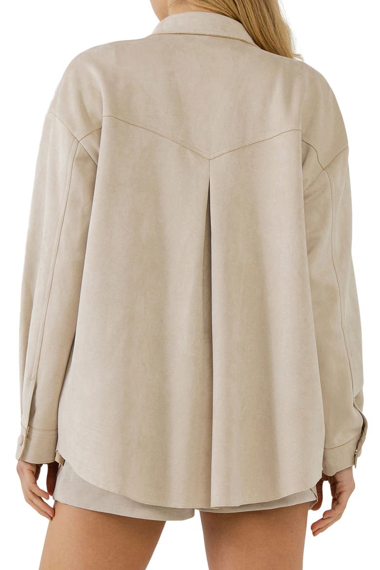 Free the Roses Faux Suede Shacket, Alternate, color, ECRU