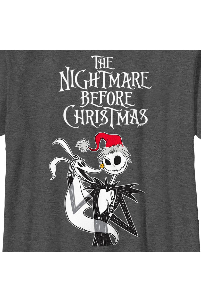 Boy's The Nightmare Before Christmas Jack Skellington Santa Hat Logo Graphic Tee, Alternate, color, Charcoal Heather