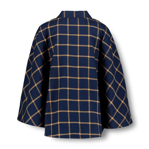 Hope & Henry Woven Cape With Button Front In Navy Windowpane