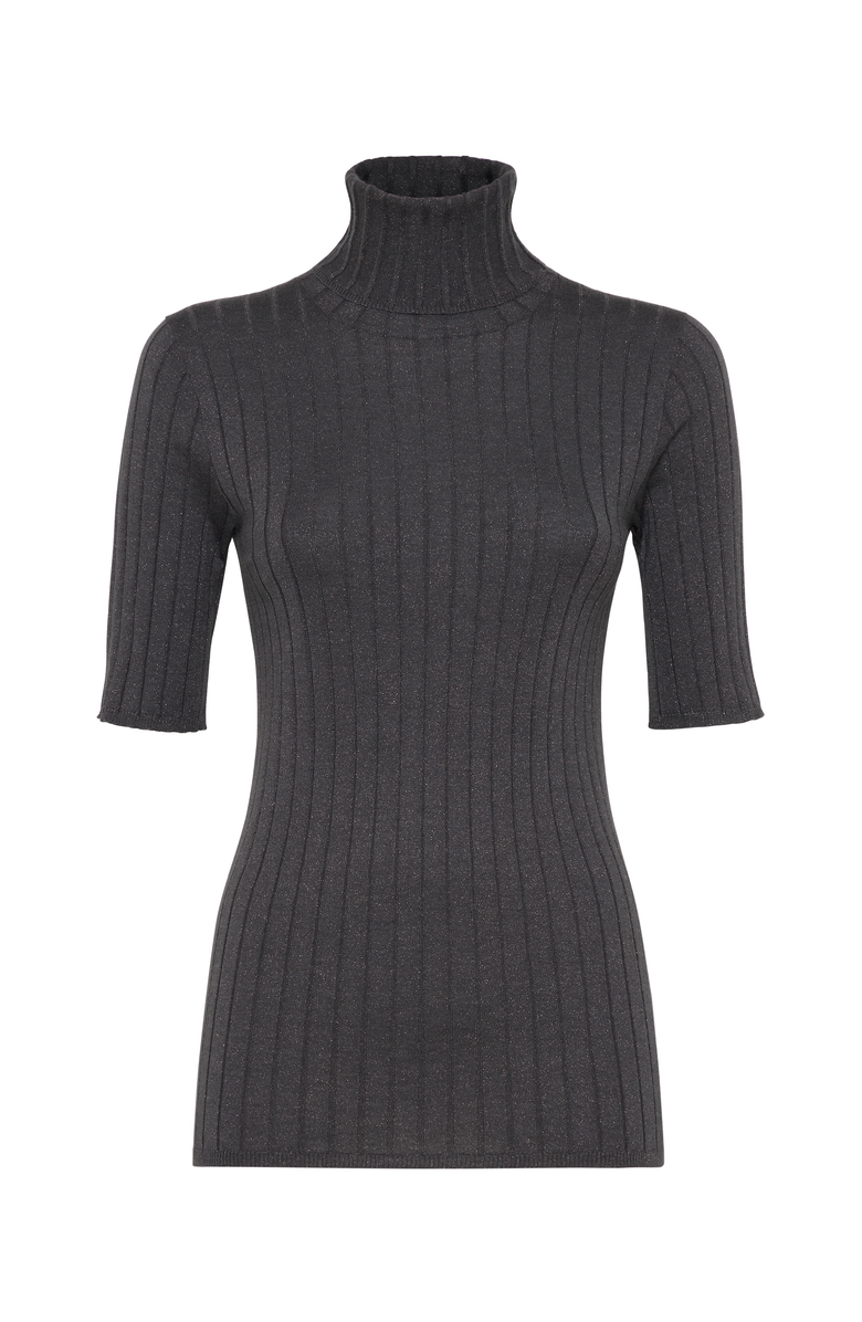 Brunello Cucinelli Sparkling cashmere and silk rib knit turtleneck sweater, Main, color, 