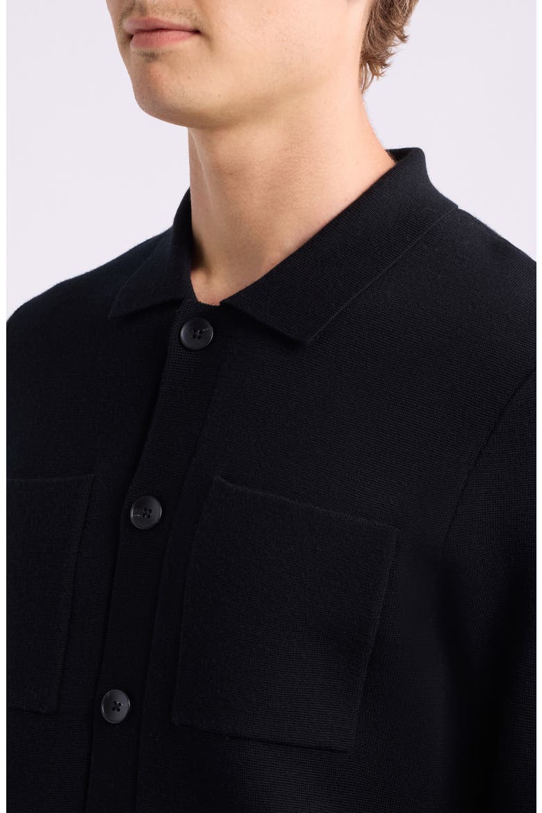 Merino Wool Blend Button Front Cardigan, Alternate, color, BLACK