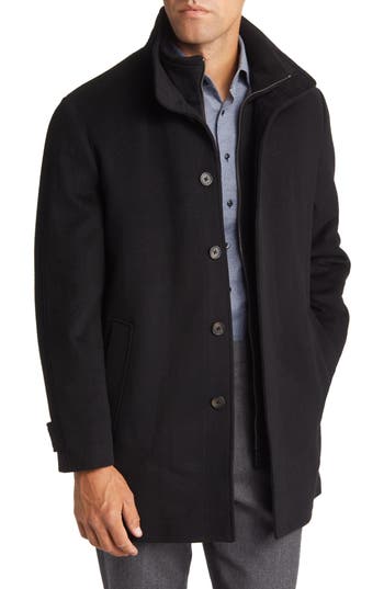 Nordstrom Hudson Bib Insert Wool Car Coat In Black