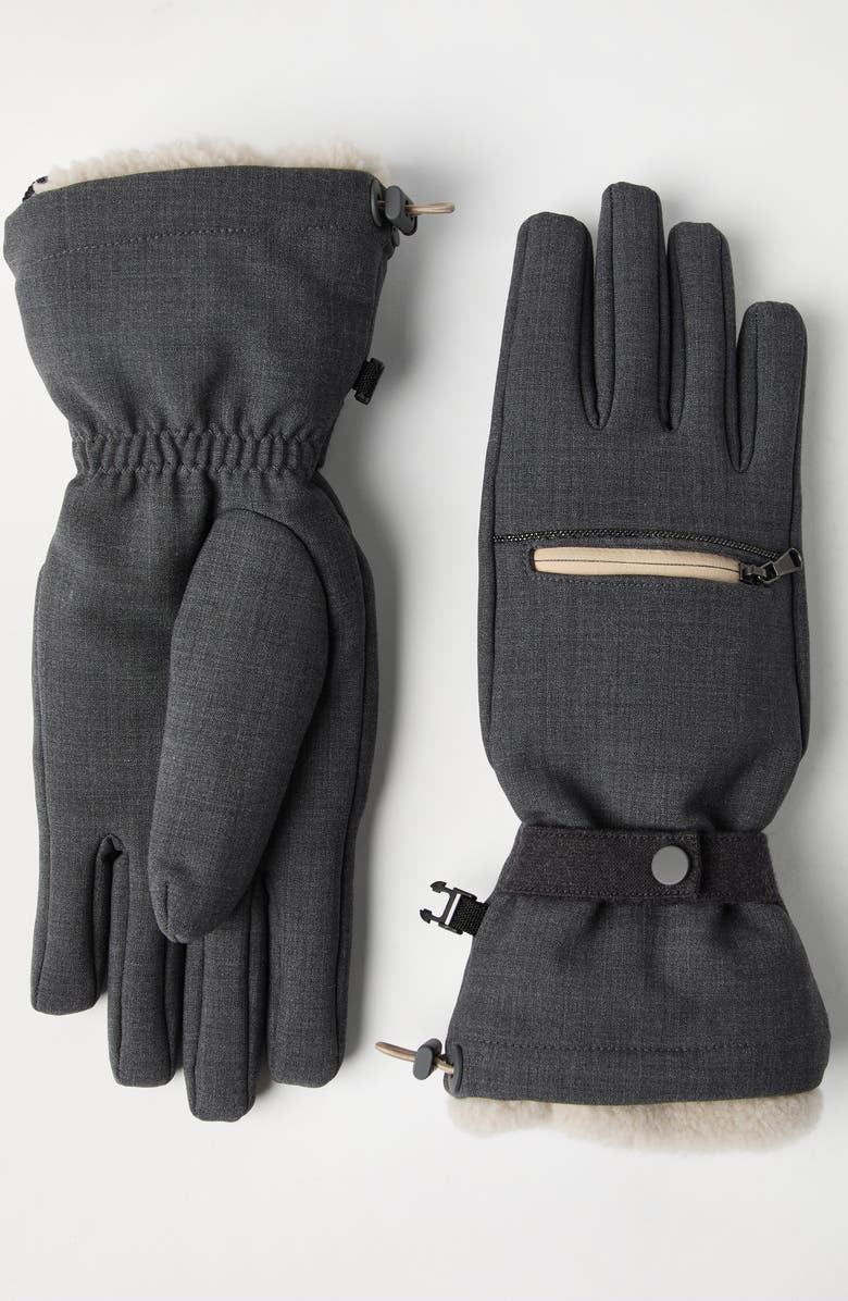 Brunello Cucinelli Tropical Luxury Wool gloves, Alternate, color, Anthracite