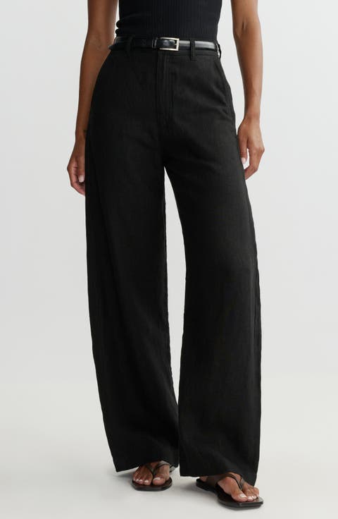 Taylor High Waist Linen Barrel Leg Pants