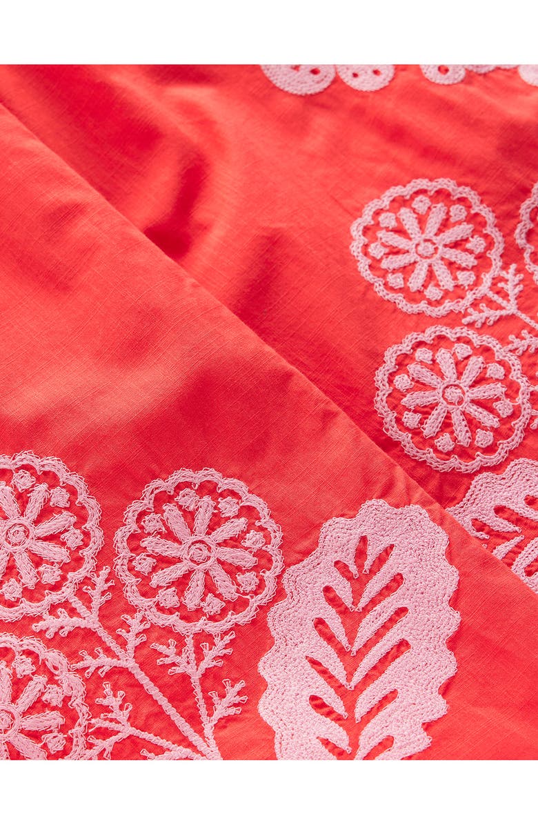 Mini Boden Kids' Embroidered Scallop Hem Wide Leg Pants, Alternate, color, Spicy Red Neon Embroidery