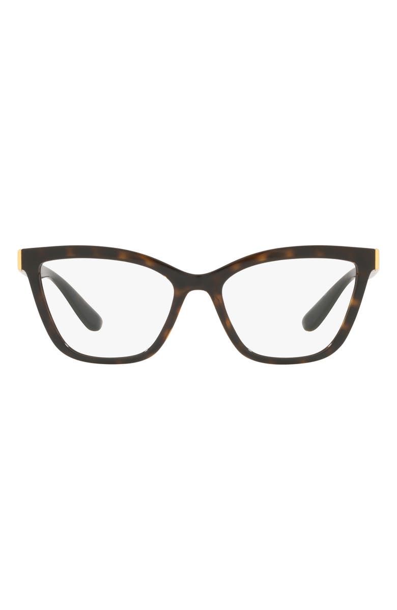 Dolce&Gabbana 53mm Cat Eye Optical Glasses, Main, color, Havana