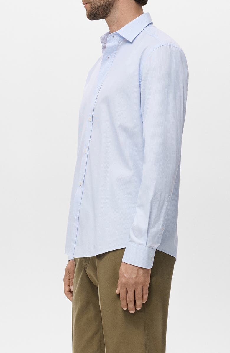 MANGO Regular Fit Stripe Cotton Button-Up Shirt, Alternate, color, White