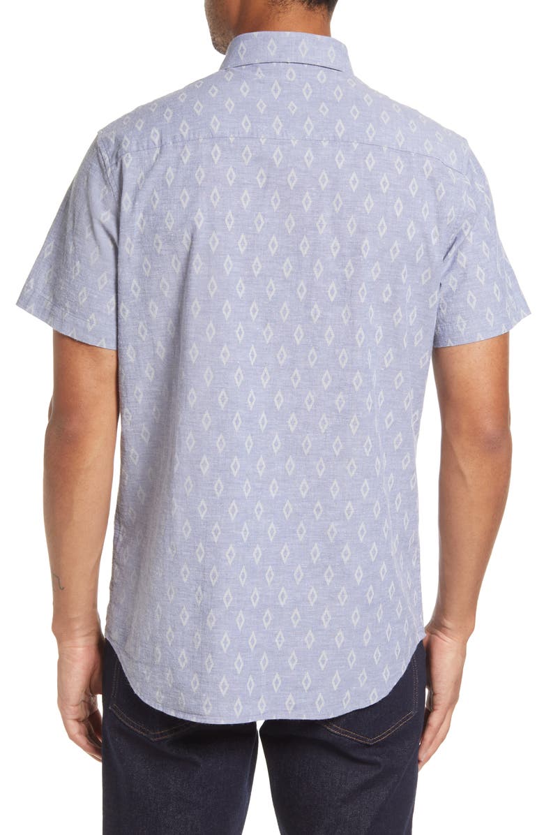 Strand Diamond Print Short Sleeve Button-Up Shirt