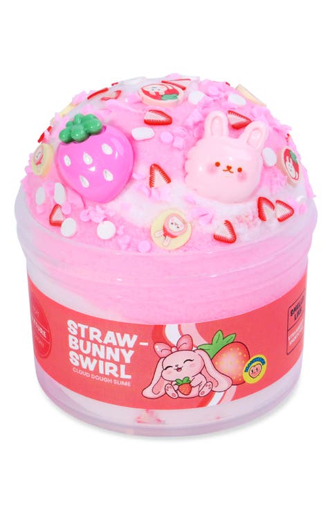 Straw-Bunny Swirl Cloud Dough Slime