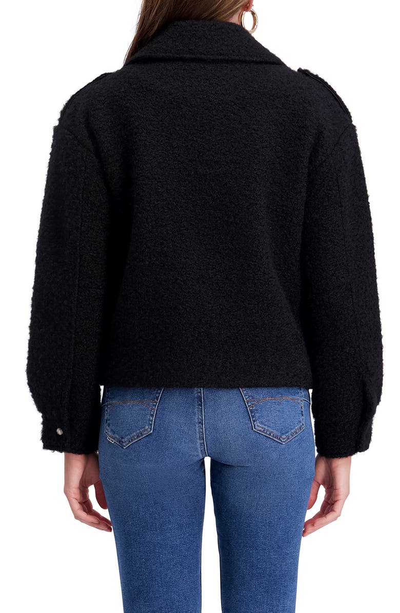 Kensie Bouclé Moto Jacket, Alternate, color, Black