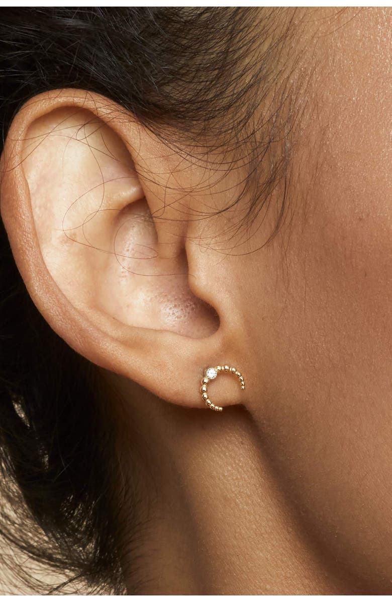 Oradina 14K Yellow Gold Wall St. Beaded Mini Studs, Alternate, color, Yellow Gold