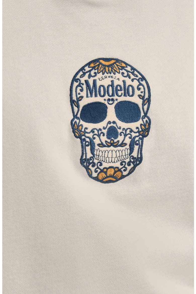 Modelo Small Skull Embroidered Hoodie, Alternate, color, CLOUD DANCER