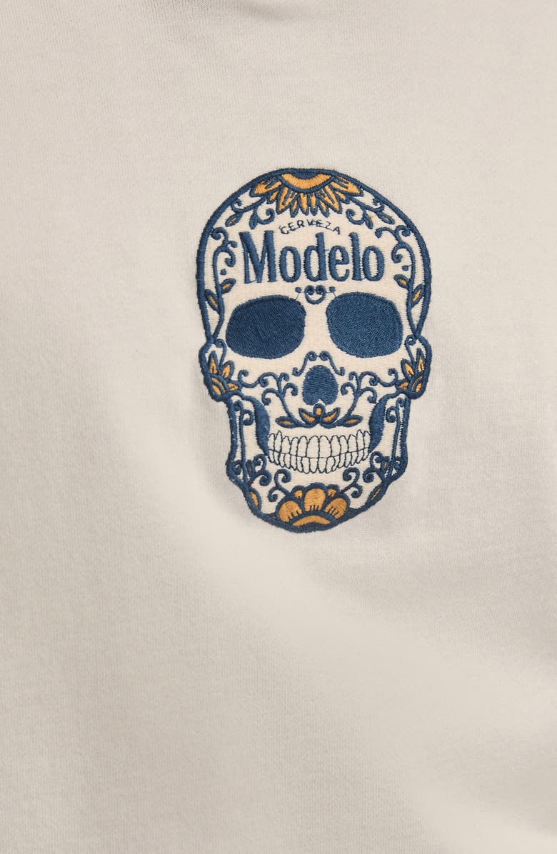 Lucky Brand Modelo Small Skull Embroidered Hoodie, Alternate, color, Cloud Dancer
