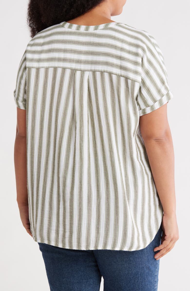 Caslon<sup>®</sup> Stripe Cotton Gauze Henley, Alternate, color,