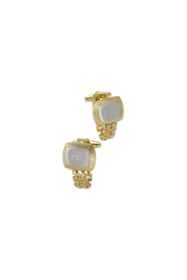 Chain Wrap Engravable Cufflinks, Main, color, Gold/Silver