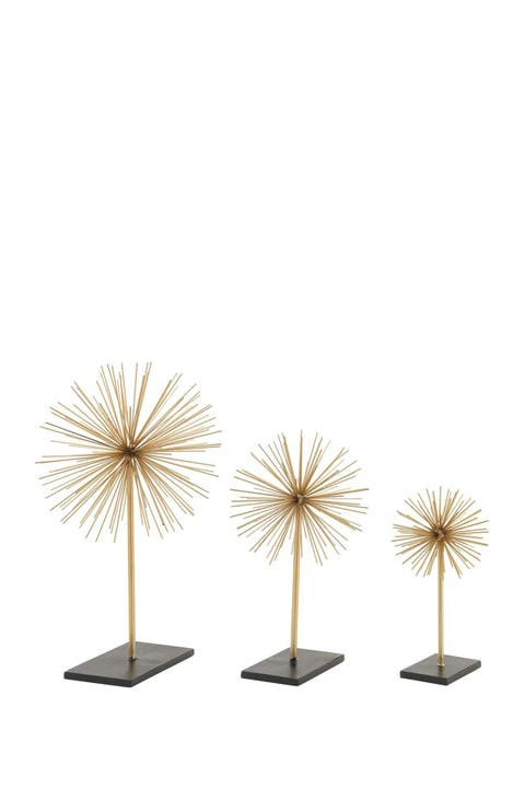 Goldtone Metal Contemporary Geometric Sculpture - Set of 3