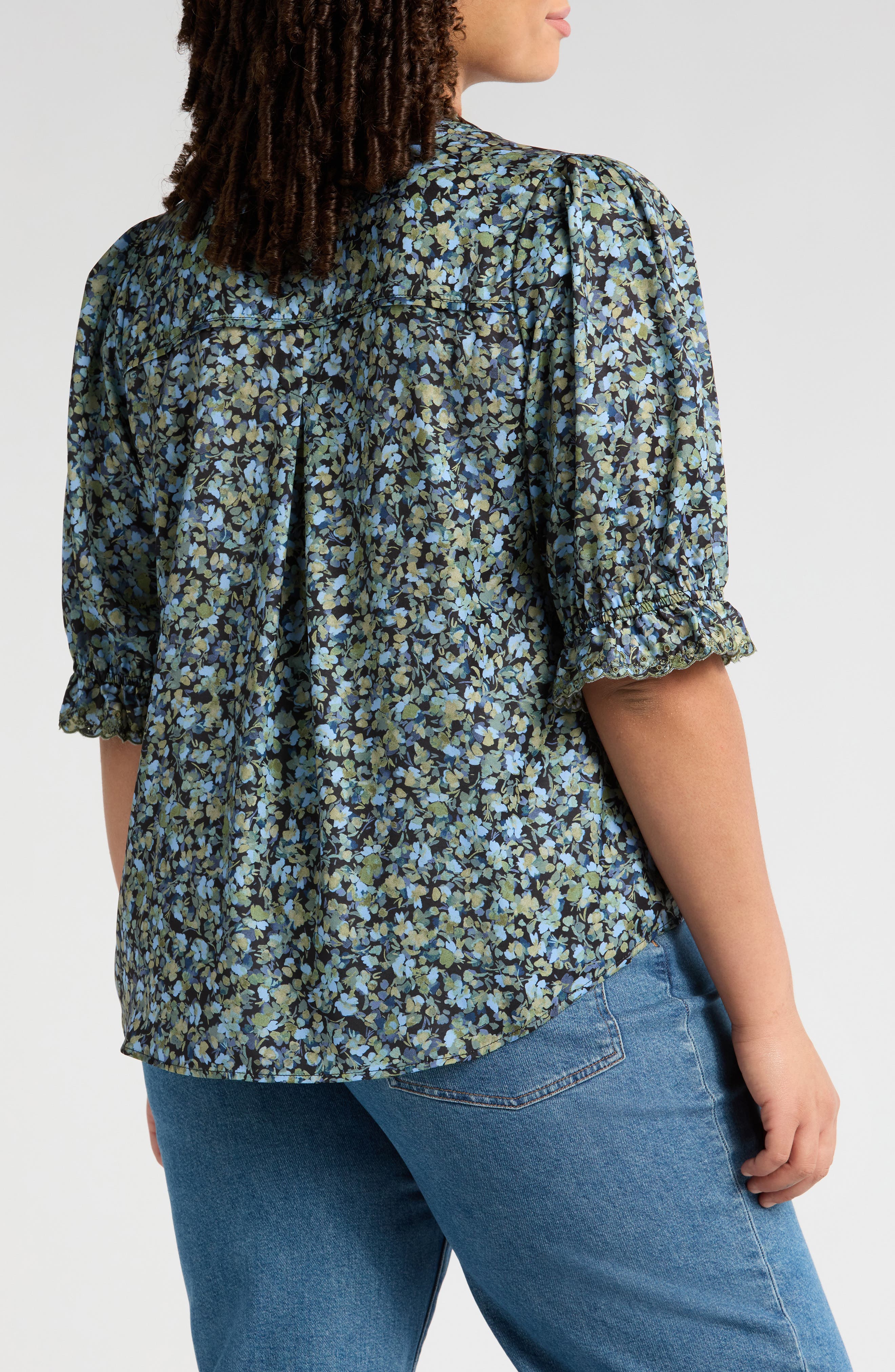 Ruffle Lace Floral Print Top - image 2