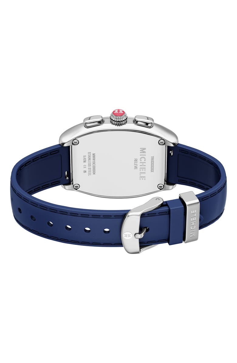 MICHELE Releve Sport Silicone Strap Watch, 35mm, Alternate, color, Silver