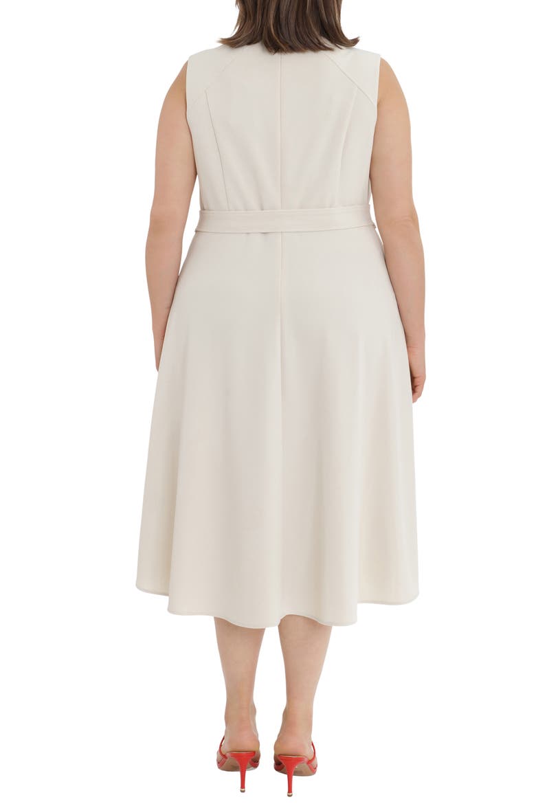 Seamed Sleeveless Fit & Flare Midi Dress, Alternate, color, HORN