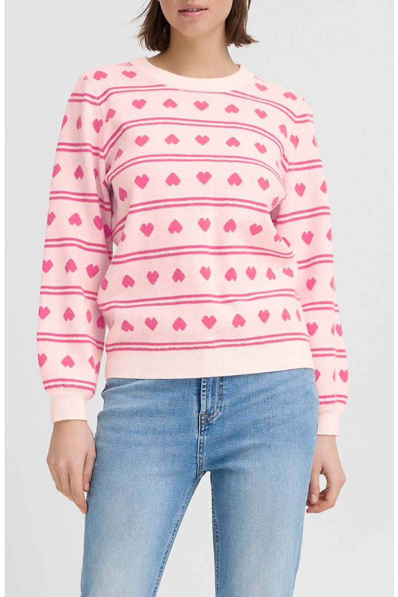 Ihbrielle Jacquard Heart Sweater, Main, color, BIRCH W TEABERRY