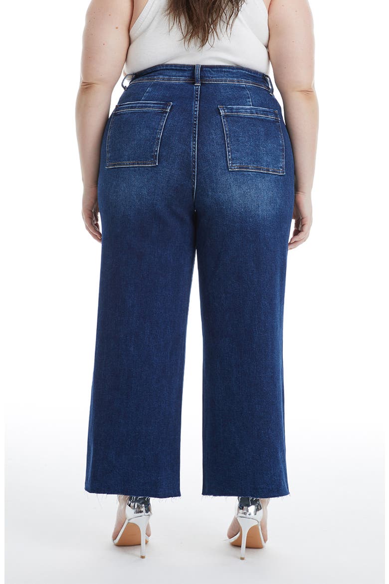 Seamed Raw Hem Ankle Wide Leg Jeans, Alternate, color, DARK BLUE