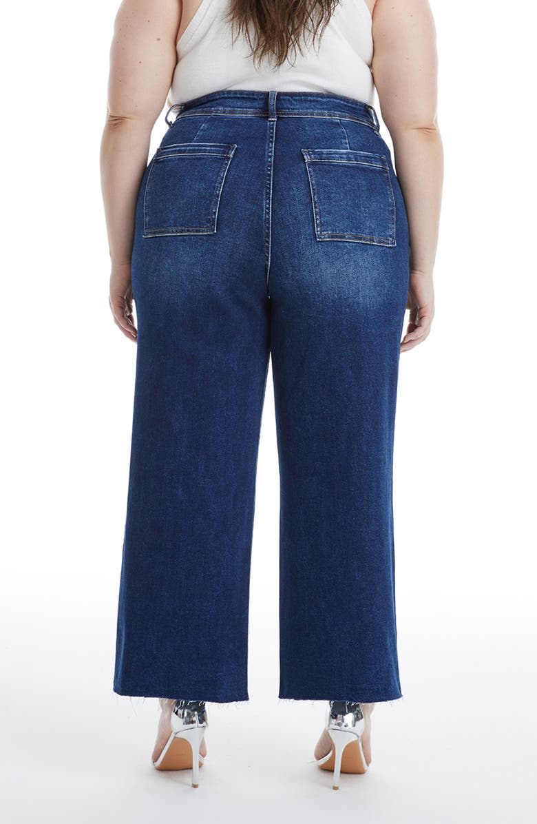 Bayeas Seamed Raw Hem Ankle Wide Leg Jeans, Alternate, color, Dark Blue