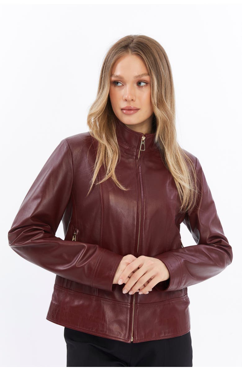 Furniq UK Blythe Leather Jacket, Alternate, color, Black