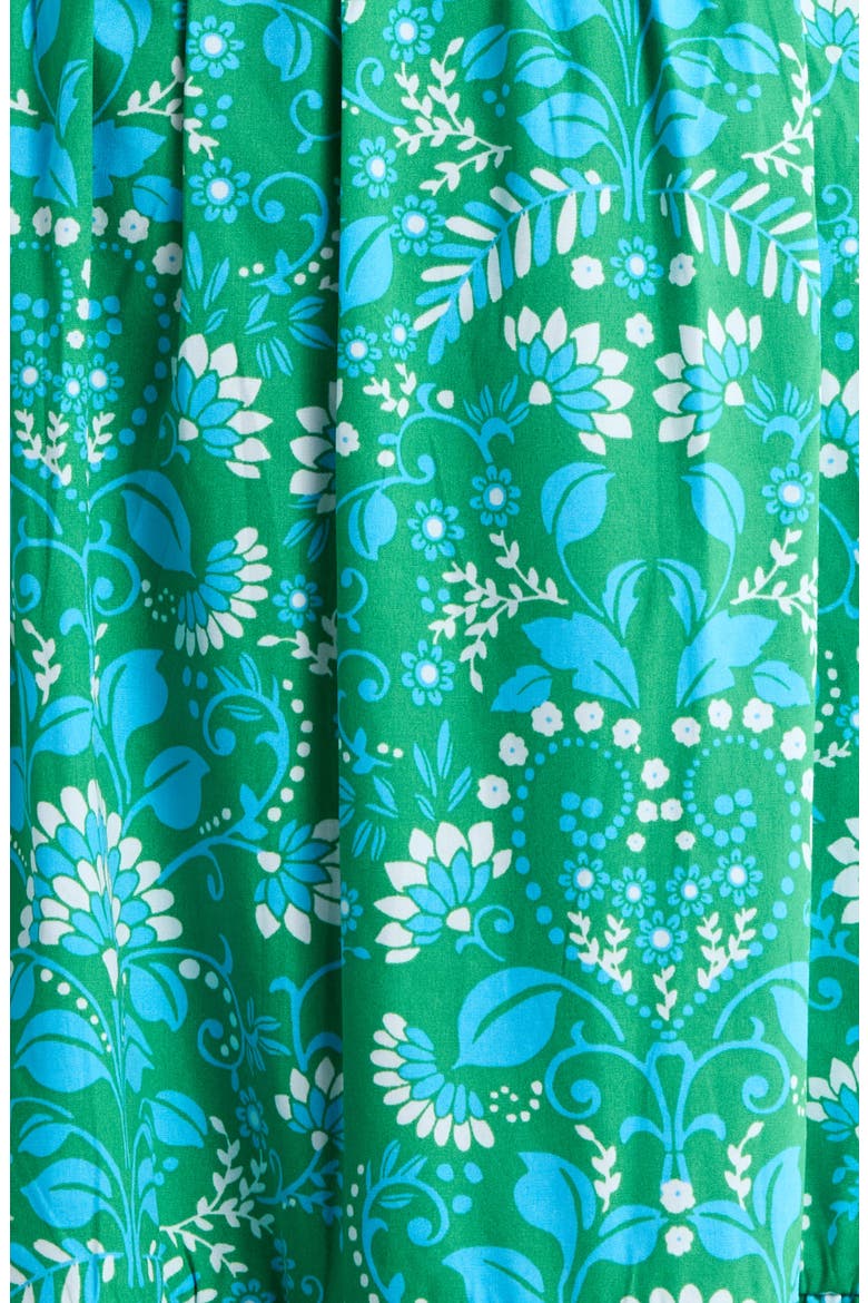 Alina Floral Palmer Tiered Cotton Maxi Dress, Alternate, color, KELLY-CERULEAN